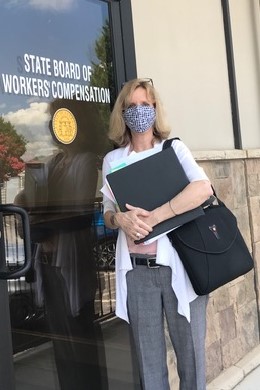 Nancy Glenn represents clients at the first in-person Workers' Compensation hearing in Georgia since March.
